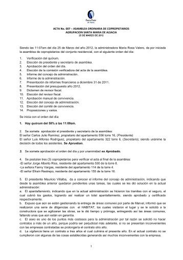 ACTA No. 007 – ASAMBLEA ORDINARIA DE COPROPIETARIOS ...