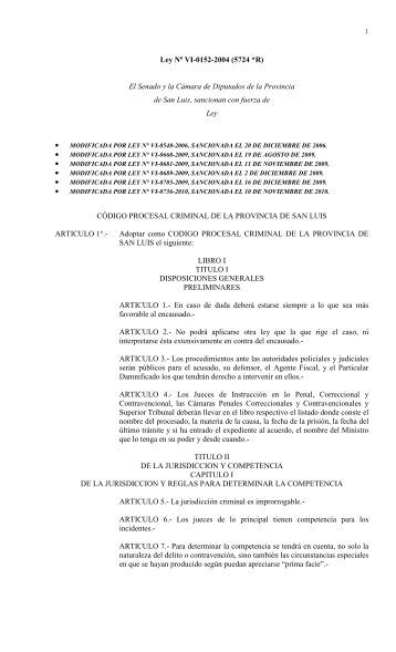 Código Procesal Criminal de la Provincia de San Luis