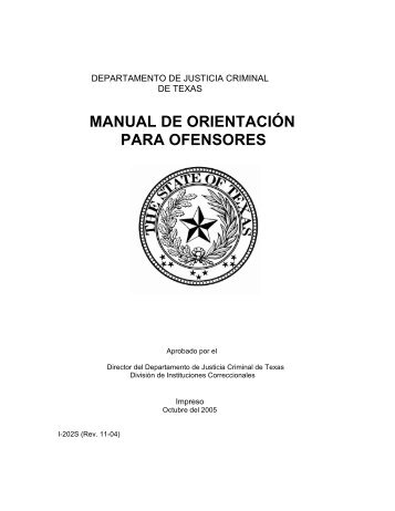Manual de Orientación Para Ofensores - Texas Department of ...