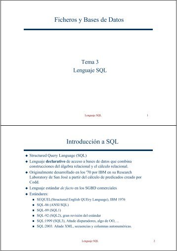 Tema 3: Lenguaje de consulta SQL