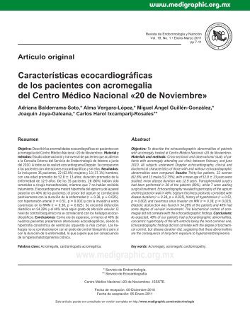 Características ecocardiográficas de los pacientes con acromegalia ...