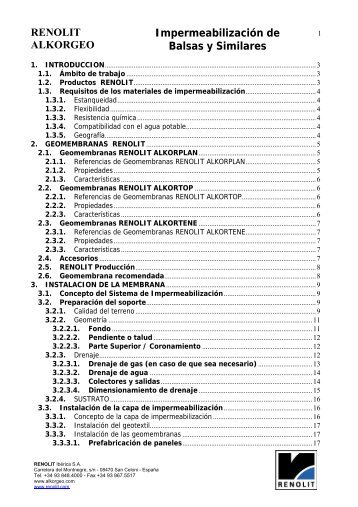 Impermeabilización de balsas y obras hidráulicas - Renolit