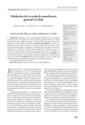 Validación de la escala de autoeficacia general en Chile - SciELO