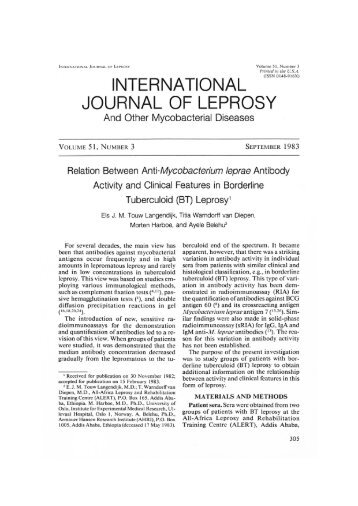 INTERNATIONAL JOURNAL OF LEPROSY