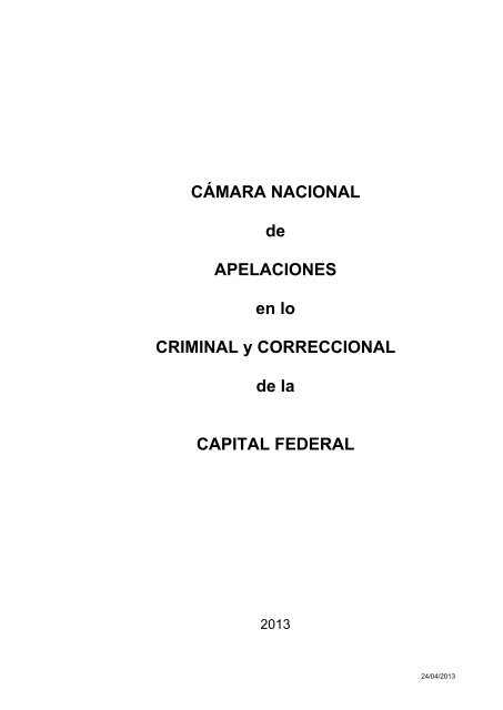 CÁMARA NACIONAL de APELACIONES en lo CRIMINAL y ...