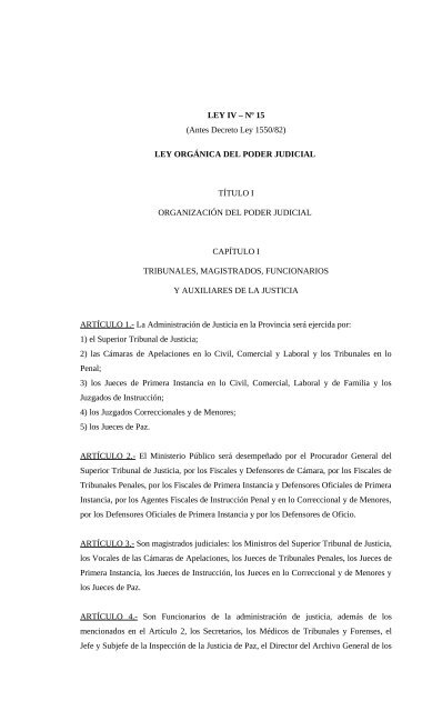 LEY IV - Poder Judicial de la Provincia de Misiones