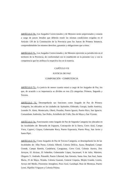 LEY IV - Poder Judicial de la Provincia de Misiones