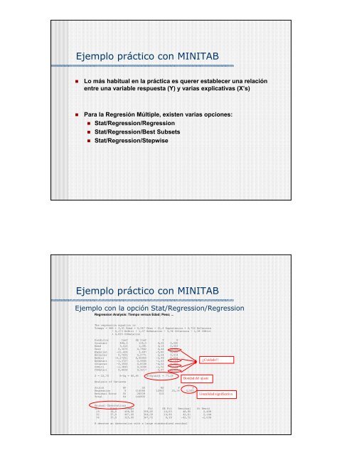 Análisis de Regresión y Correlación con MINITAB - Tecnun