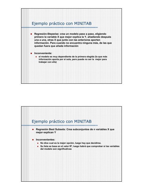 Análisis de Regresión y Correlación con MINITAB - Tecnun