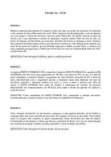 EXAME 116 – CIVIL PONTO 1 Helena é separada judicialmente de ...