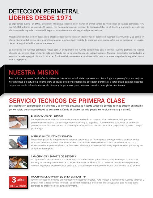 Folleto – Corporativo y Lista de Productos - Southwest Microwave, Inc.