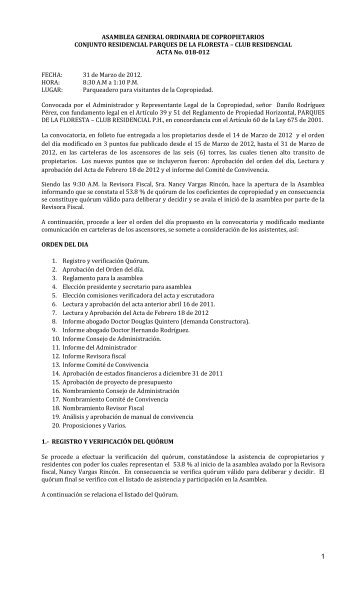 ASAMBLEA GENERAL ORDINARIA DE COPROPIETARIOS ...