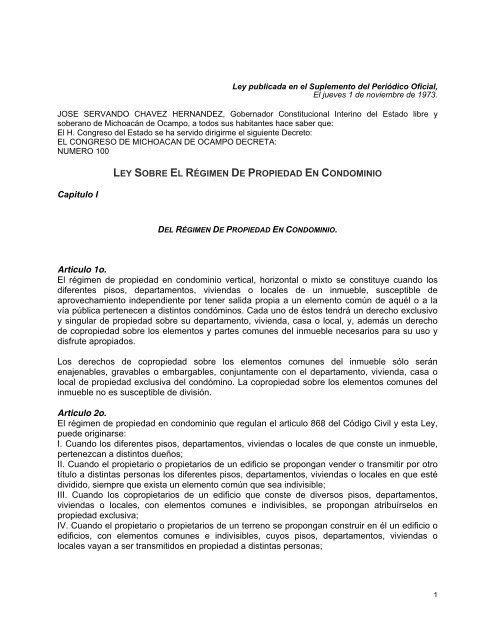 LEY SOBRE EL RÉGIMEN DE PROPIEDAD EN CONDOMINIO ...