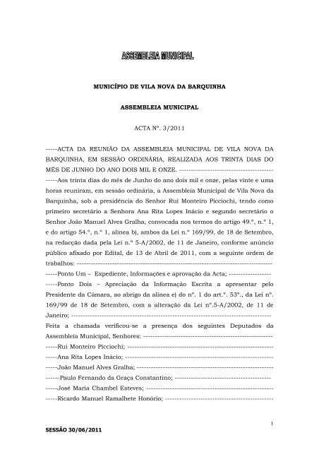 Acta nº 3/2011 - Câmara Municipal de Vila Nova da Barquinha