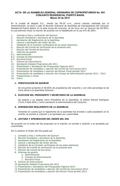 ACTA ASAMBLEA GENERAL ORDINARIA DE COPROPIETARIOS