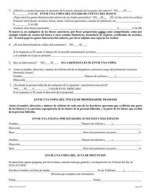 Medi-Cal Estate Recovery Questionnaire 1st Notice - Department of ...