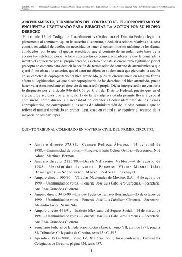 arrendamiento, terminación del contrato de. el copropietario se ...