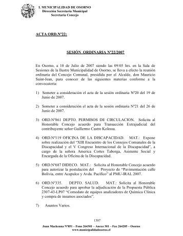 ACTA ORD.Nº22 - Municipalidad de Osorno