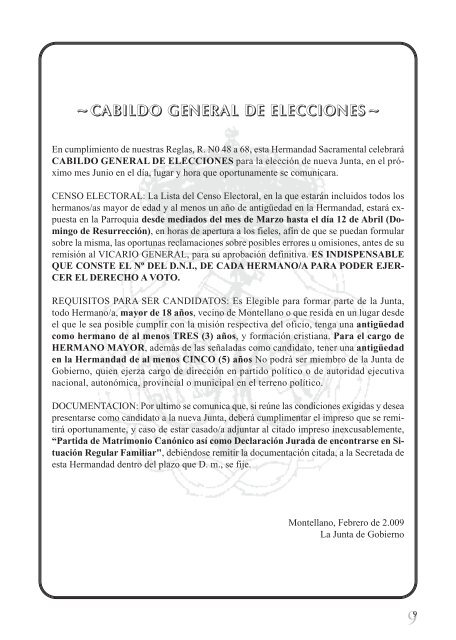 Boletín 2009 - Hermandad del Gran Poder de Montellano