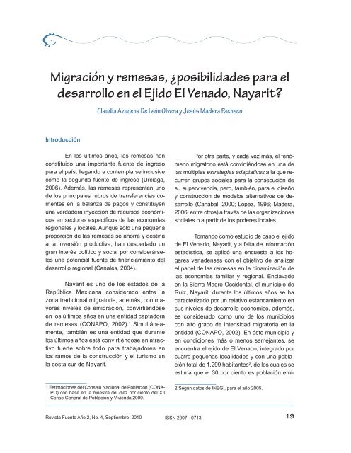 Migración y remesas, ¿posibilidades para el desarrollo en el Ejido ...