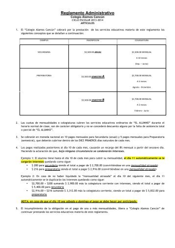 Reglamento administrativo :: pdf - Colegio Alamos Cancún