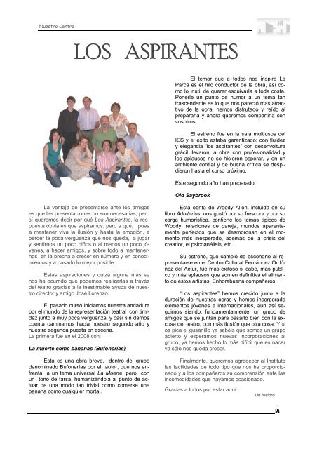 Revista del I .E .S . Miguel de Molinos. Año 7 Nº 21 Verano 2009