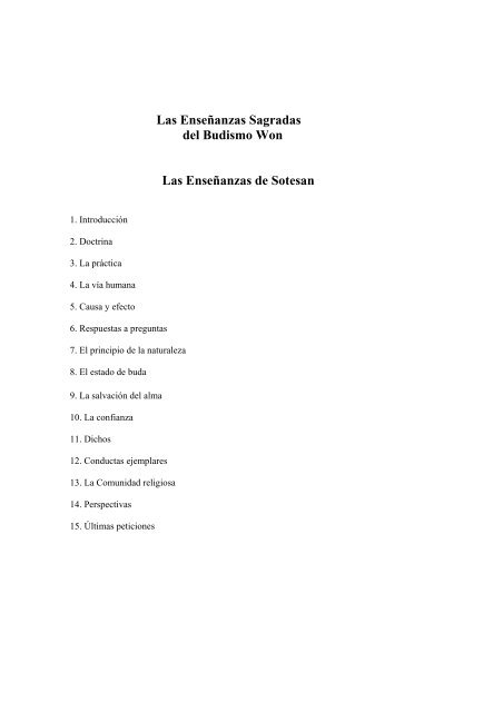 Las Enseñanzas Sagradas del Budismo Won Las ... - Won Buddhism