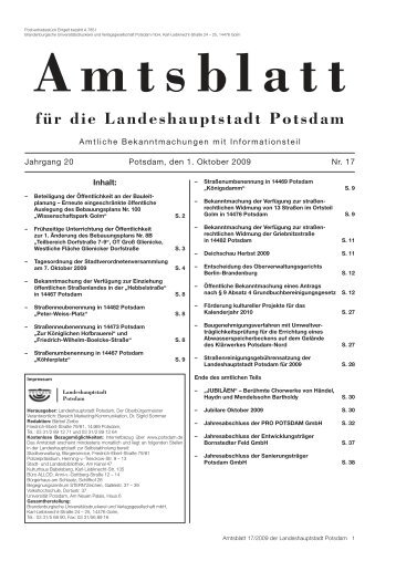 Amtsblatt 17/2009, pdf (523 kB) - Stadtwerke Potsdam GmbH