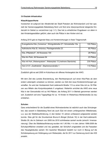 Rahmenplan Sanierungsgebiete Babelsberg Nord und ... - Potsdam