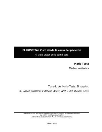 EL HOSPITAL Mario Testa - Santa Cruz