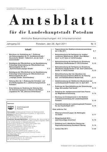 Amtsblatt 5/2011 ( PDF, 926 kB ) - Potsdam