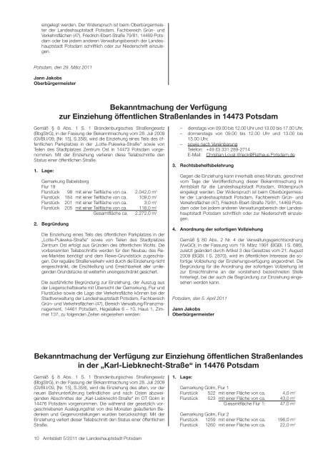 Amtsblatt 5/2011 ( PDF, 926 kB ) - Potsdam