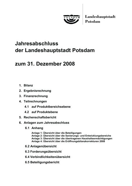 Jahresabschluss 2008 - Potsdam