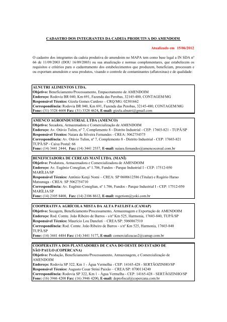 cadastro integrantes da cadeia- amendoim