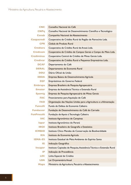 FUNCAFÉ - Ministério da Agricultura, Pecuária e Abastecimento