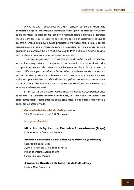 FUNCAFÉ - Ministério da Agricultura, Pecuária e Abastecimento