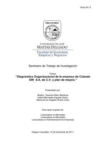 Diagnóstico Organizacional de la empresa de ... - Biblioteca UJMD