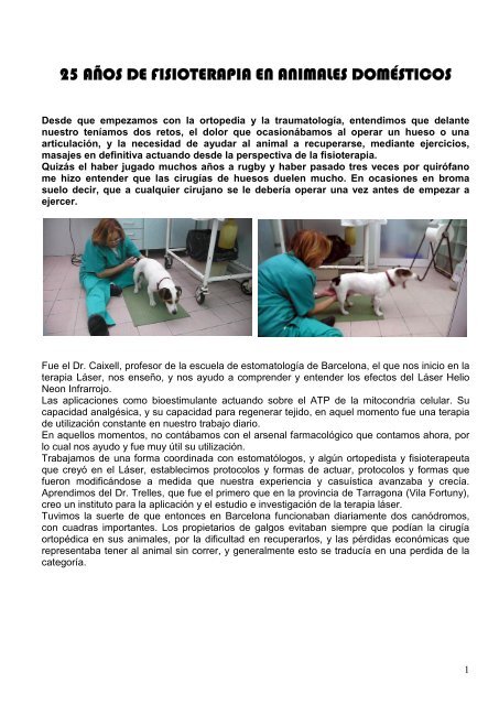 25 Años de fisioterapia en animales domésticos - Clínica Veterinaria ...