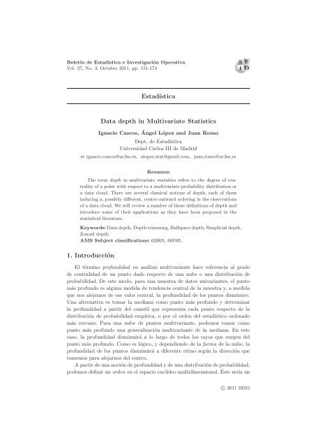 Data depth in Multivariate Statistics - European Mathematical Society