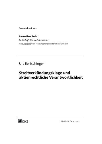 Streitverkündungsklage und aktienrechtliche ... - Prager Dreifuss