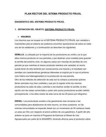 PLAN RECTOR DEL SITEMA PRODUCTO FRIJOL - amsda