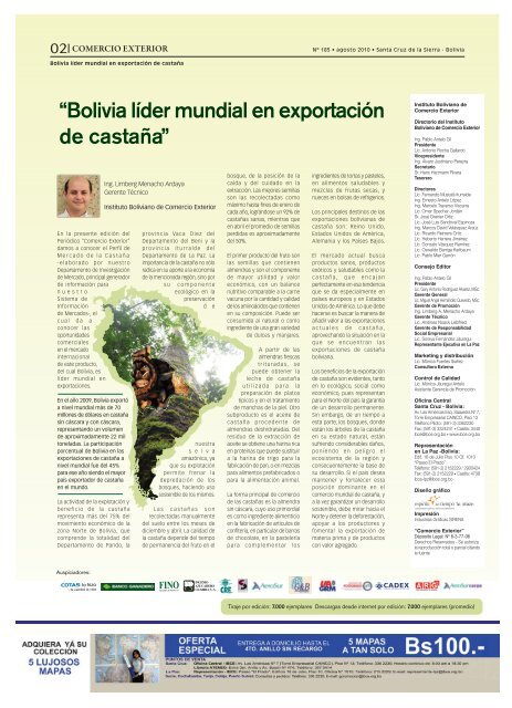 Bolivia lider mundial en exportación de castaña - IBCE