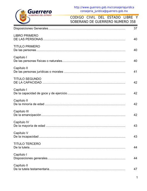 codigo civil del estado libre y soberano de guerrero numero 358