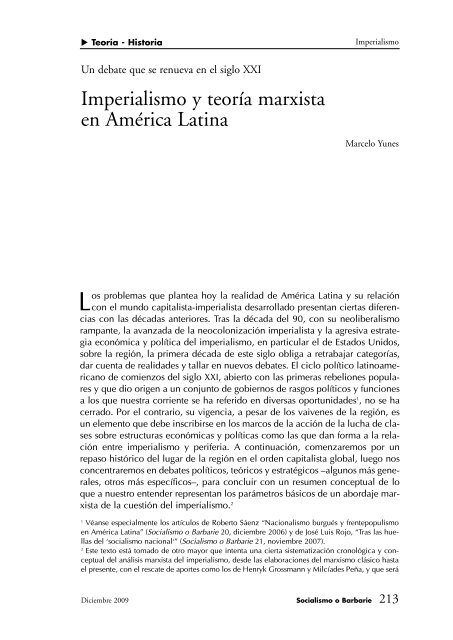 Imperialismo y teoría marxista en América Latina - Socialismo o ...