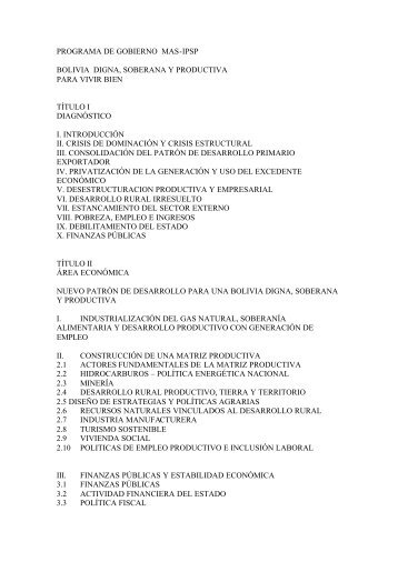 Programa Gobierno MAS- IPSP 2005.pdf - Constituyentesoberana.org