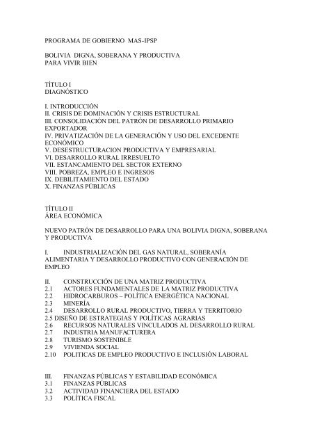 Programa Gobierno MAS- IPSP 2005.pdf - Constituyentesoberana.org