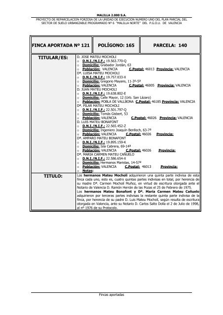 IV.FINCAS APORTADAS