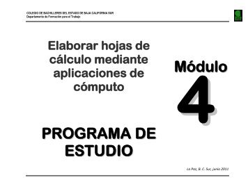 Elaborar Hojas de Cálculo Mediante Aplicaciones de Cómputo