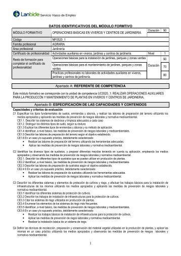 DATOS IDENTIFICATIVOS DEL MÓDULO FORMTIVO ... - Lanbide