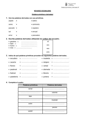 2. Escribe palabras derivadas utilizando los sufijos del recuadro ...